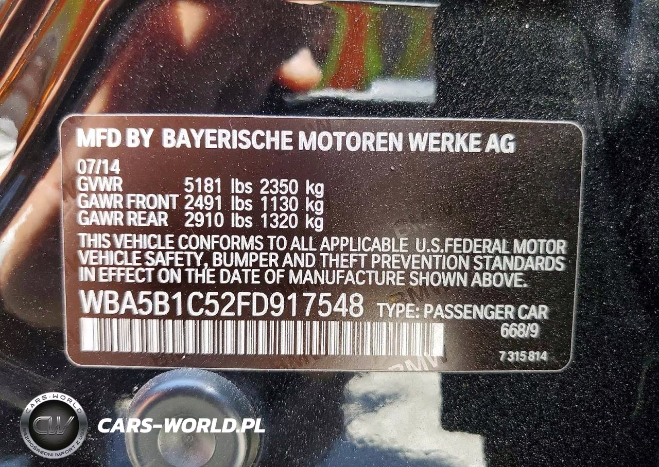 2015 BMW 535 I VIN:WBA5B1C52FD917548 - 13