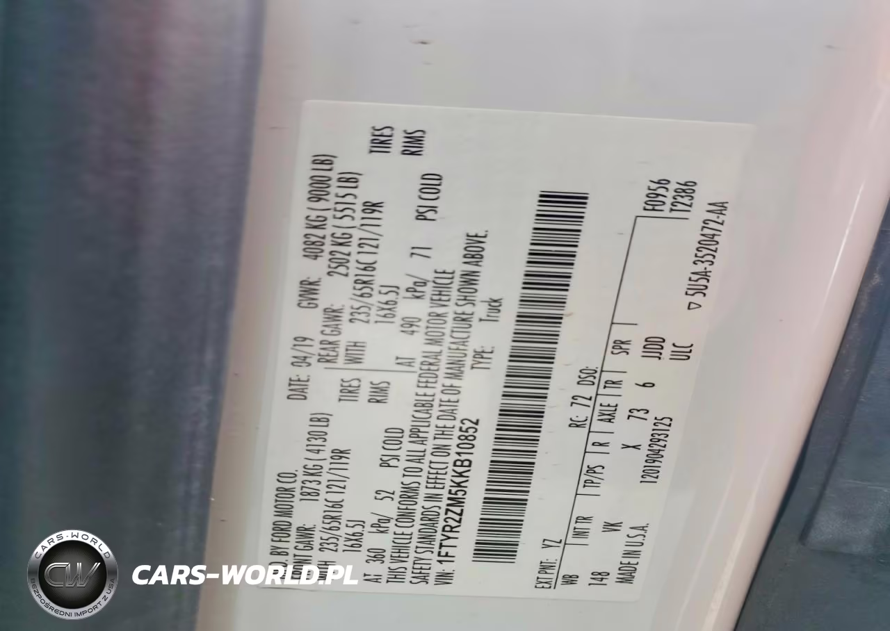 2019 Ford Transit-250 VIN:1FTYR2ZM5KKB10852 - 13