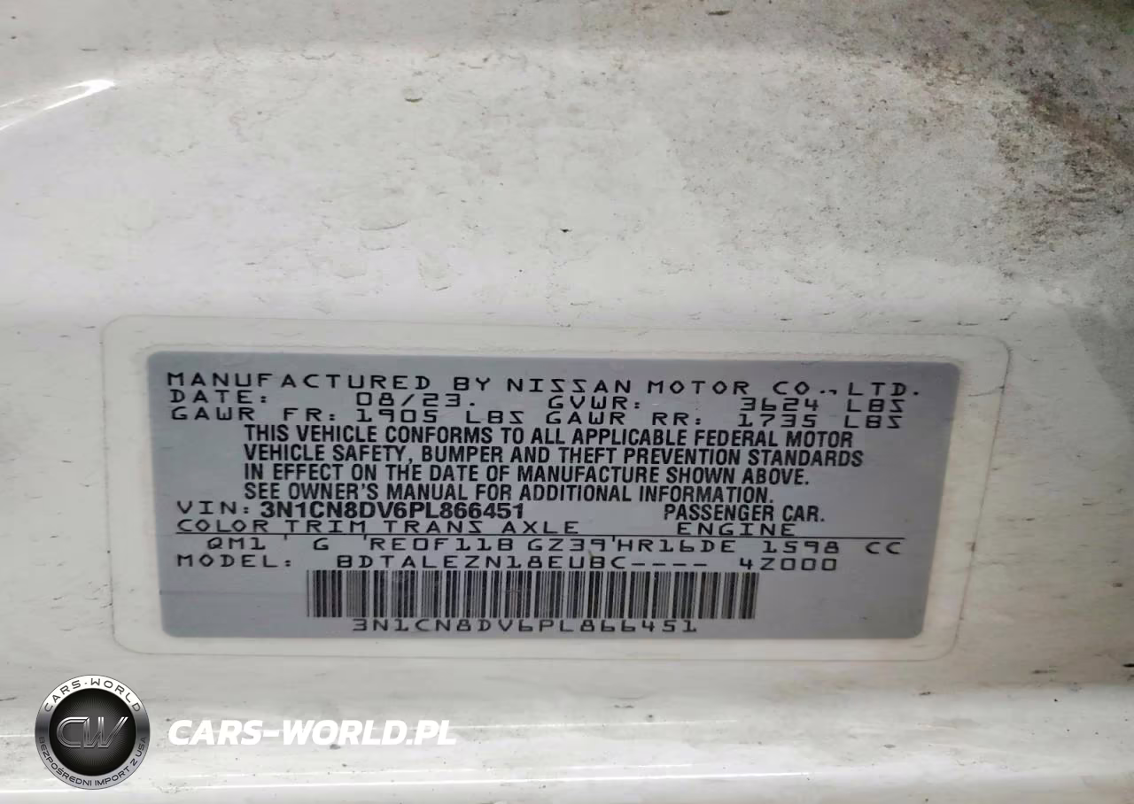 2023 Nissan Versa S VIN:3N1CN8DV6PL866451 - 13