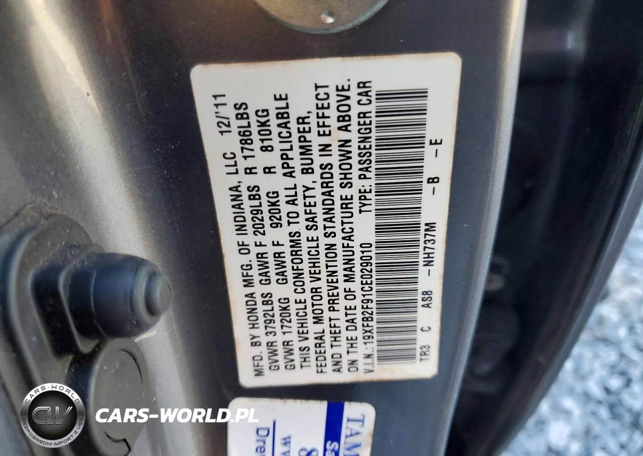 2012 Honda Civic Exl VIN:19XFB2F91CE029010 - 12