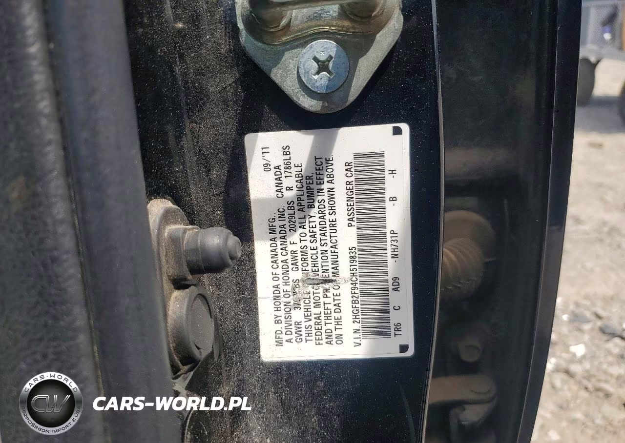 2012 Honda Civic Exl VIN:2HGFB2F94CH519835 - 12
