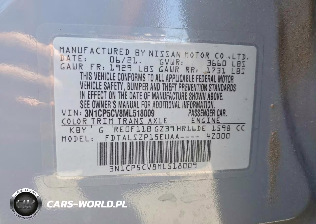 2021 Nissan Kicks Sv VIN:3N1CP5CV8ML518009 - 14