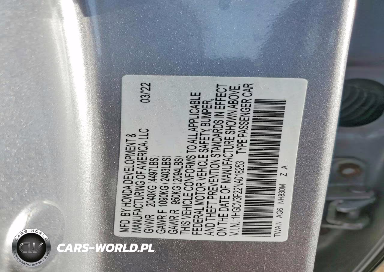 2022 Honda Accord Hybrid Sport VIN:1HGCV3F22NA018253 - 12