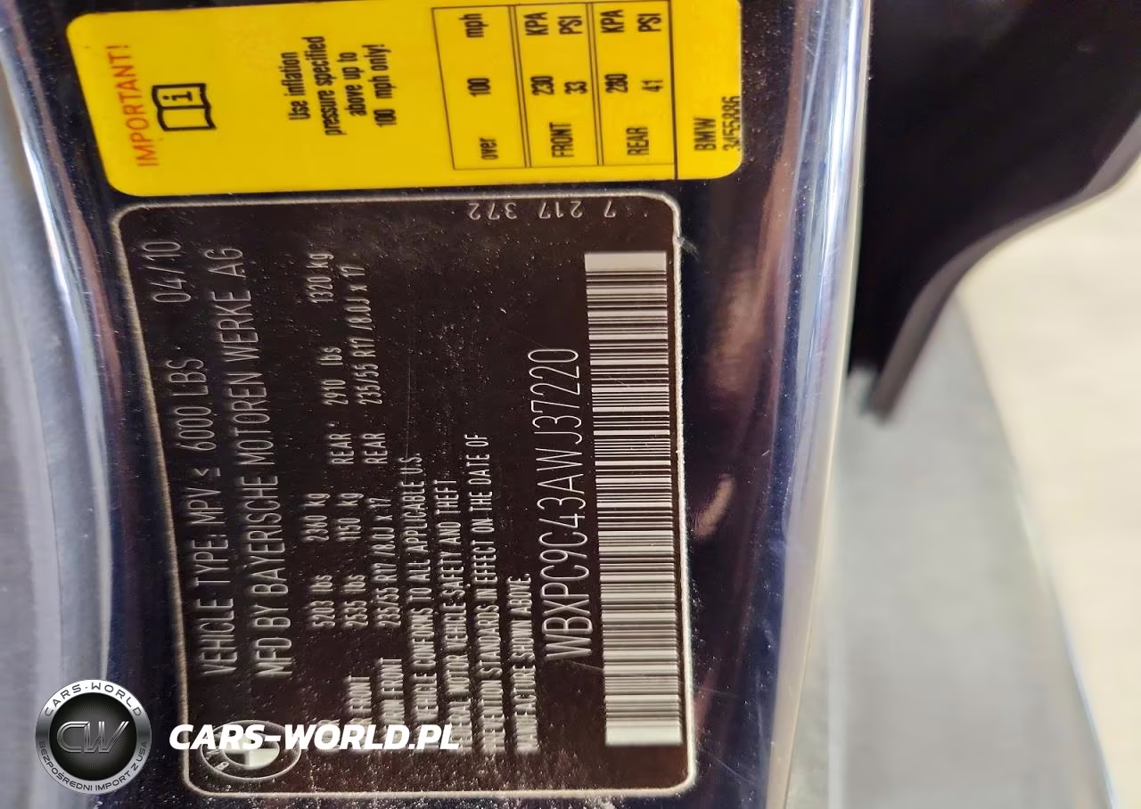 2010 BMW X3 xDrive30I VIN:WBXPC9C43AWJ37220 - 13