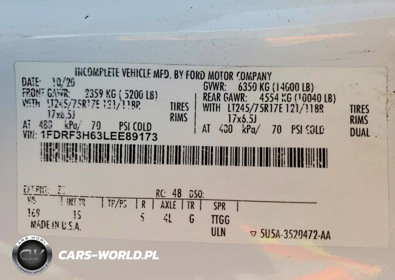 2020 Ford F350 Super Duty VIN:1FDRF3H63LEE89173 - 13