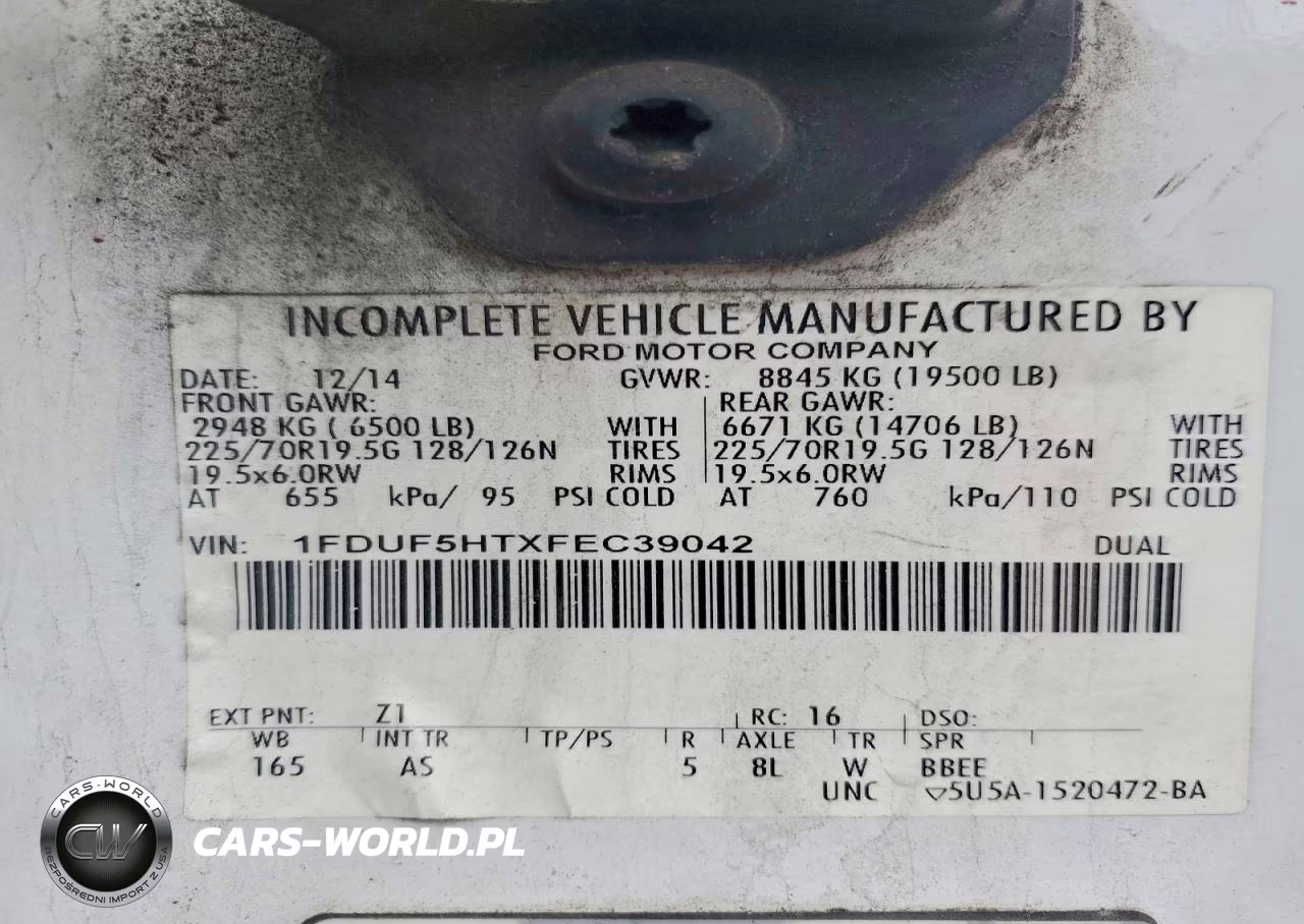 2015 Ford F550 Super Duty VIN:1FDUF5HTXFEC39042 - 12