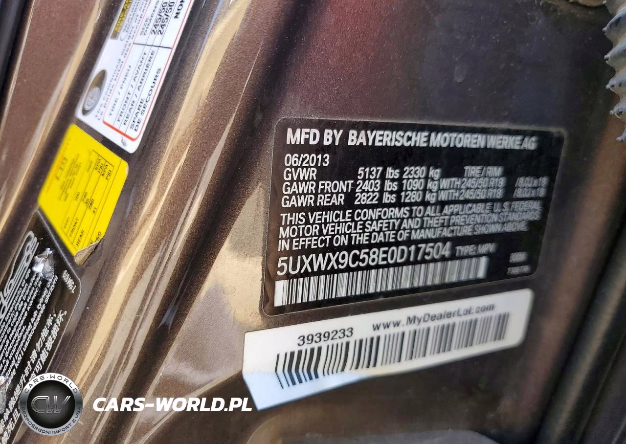 2014 BMW X3 xDrive28I VIN:5UXWX9C58E0D17504 - 14