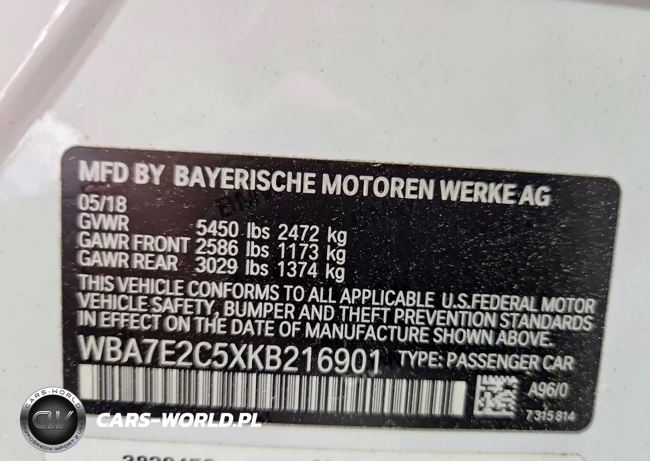 2019 BMW 740 I VIN:WBA7E2C5XKB216901 - 13