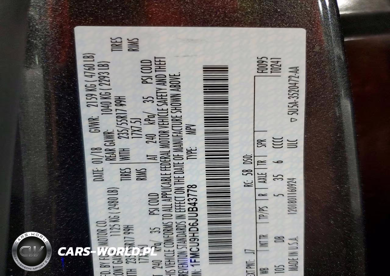2018 Ford Escape Sel VIN:1FMCU9HD6JUB43778 - 13