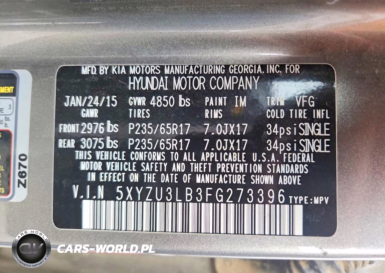 2015 Hyundai Santa Fe Sport 2.4L VIN:5XYZU3LB3FG273396 - 13