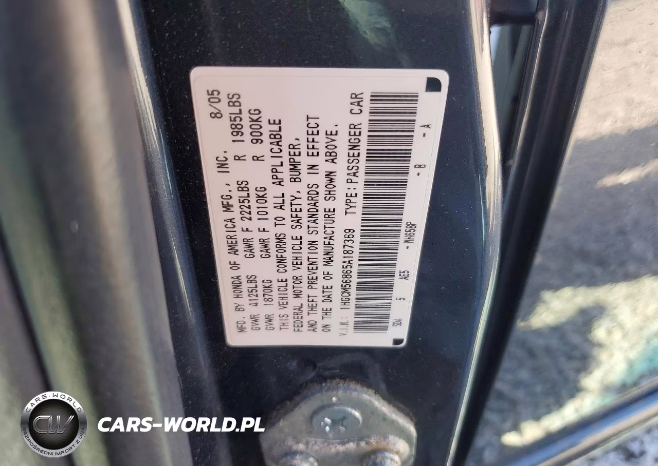 2005 Honda Accord Ex VIN:1HGCM56865A187369 - 12