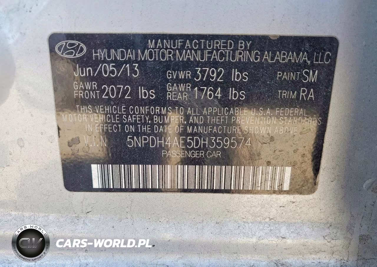 2013 Hyundai Elantra Gls VIN:5NPDH4AE5DH359574 - 13