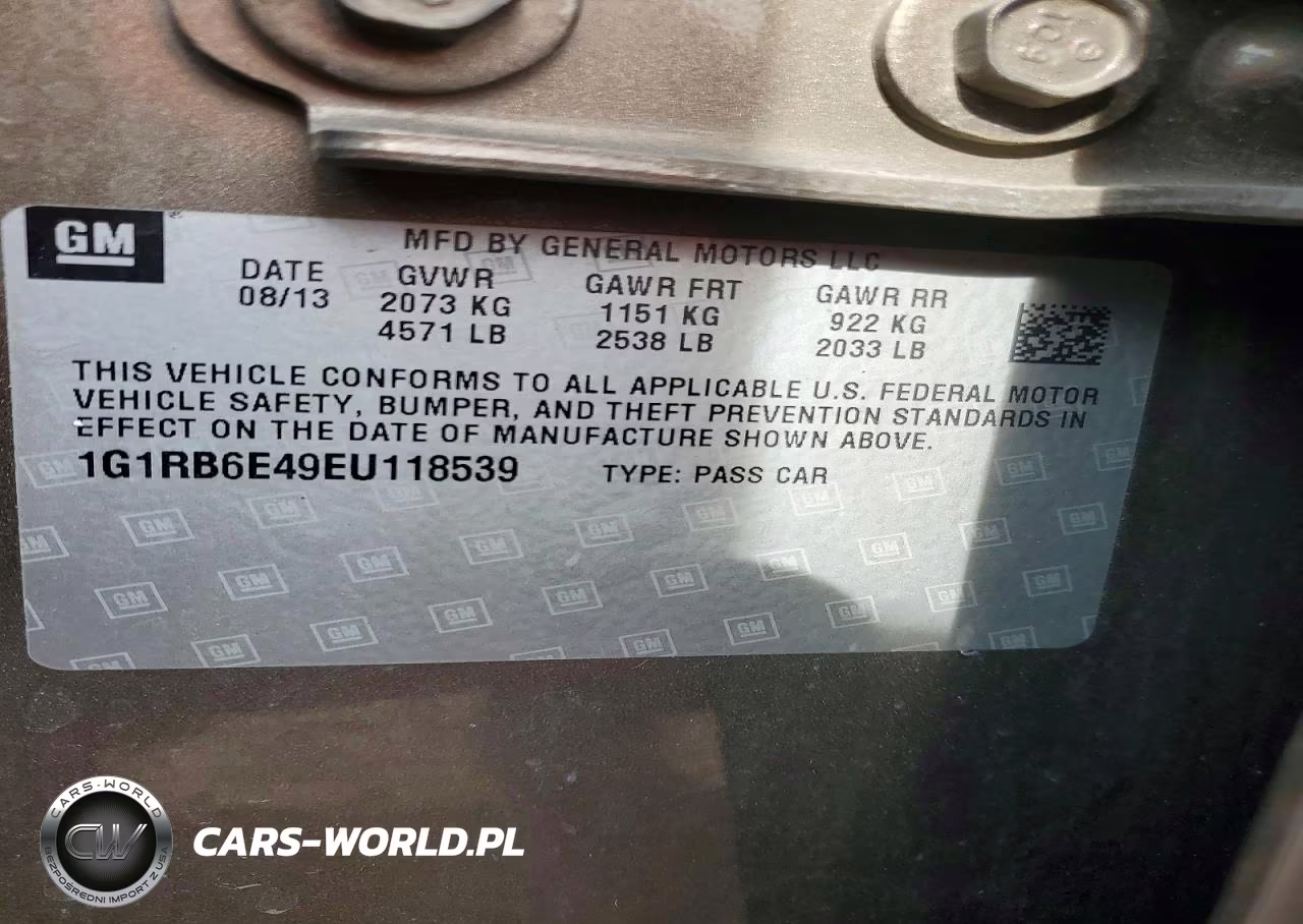 2014 Chevrolet Volt VIN:1G1RB6E49EU118539 - 12