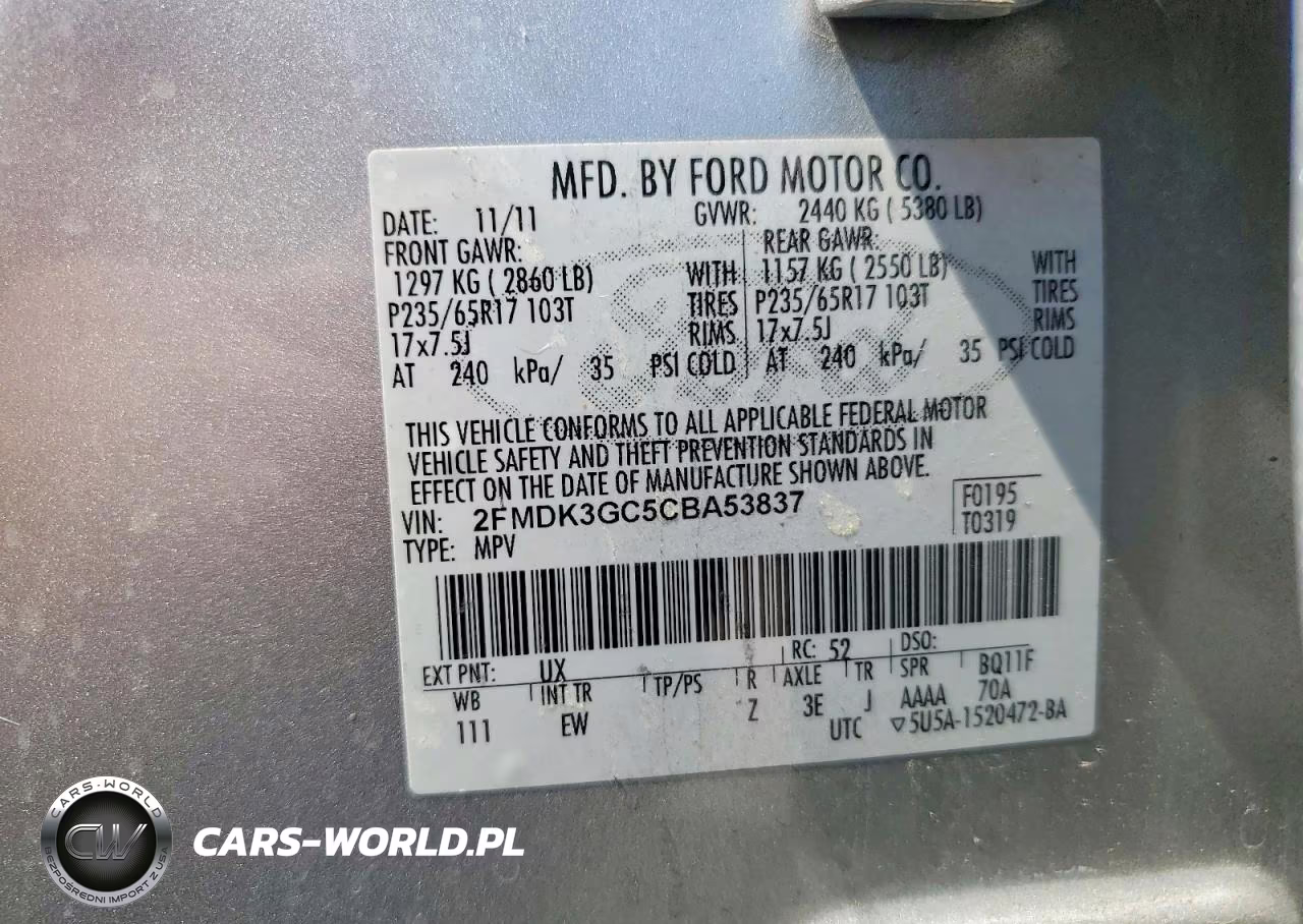 2012 Ford Edge Se VIN:2FMDK3GC5CBA53837 - 13