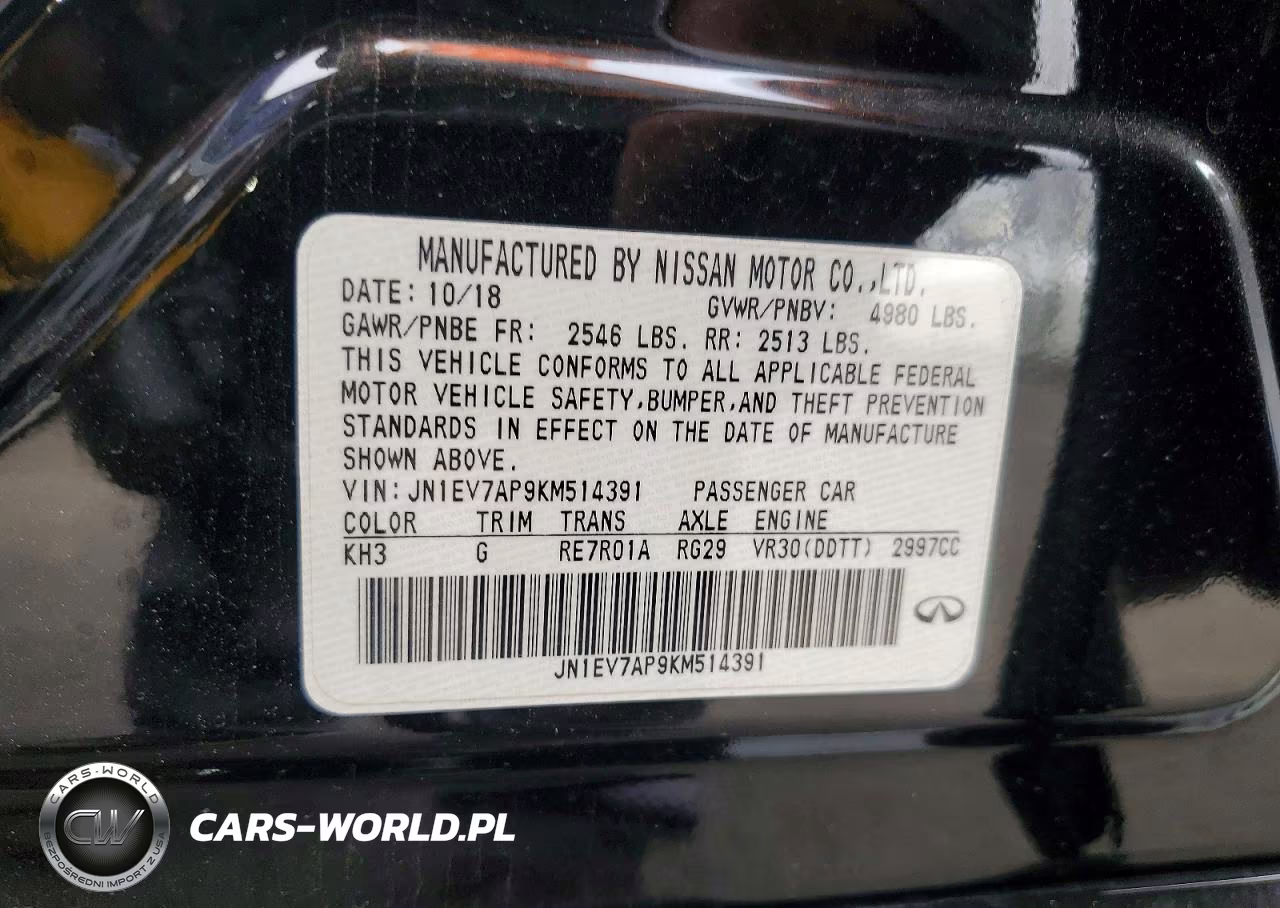 2019 Infiniti Q50 3.0T Luxe VIN:JN1EV7AP9KM514391 - 12