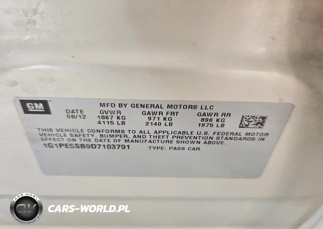 2013 Chevrolet Cruze Lt VIN:1G1PE5SB9D7103791 - 12