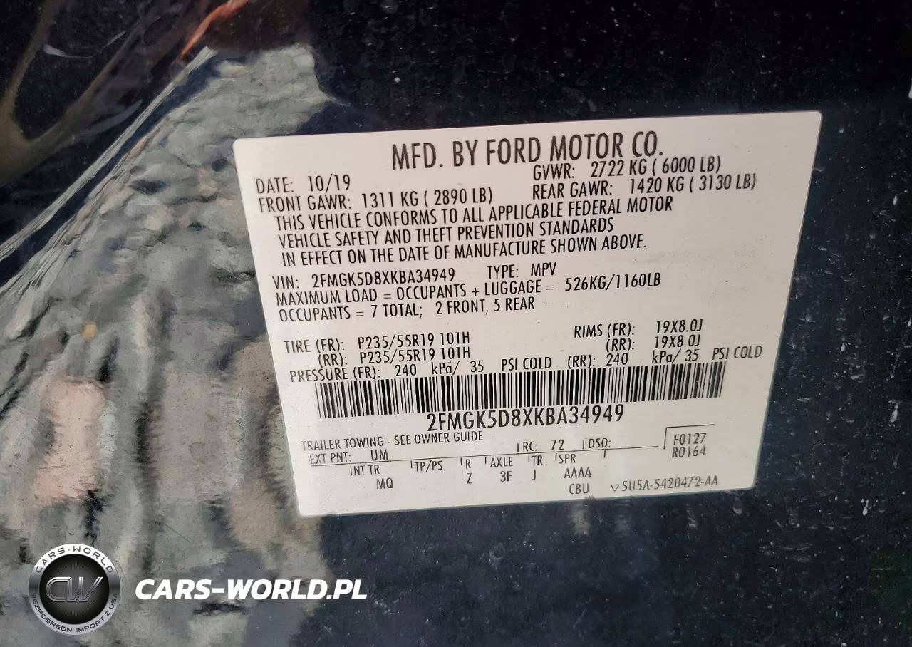 2019 Ford Flex Limited VIN:2FMGK5D8XKBA34949 - 13