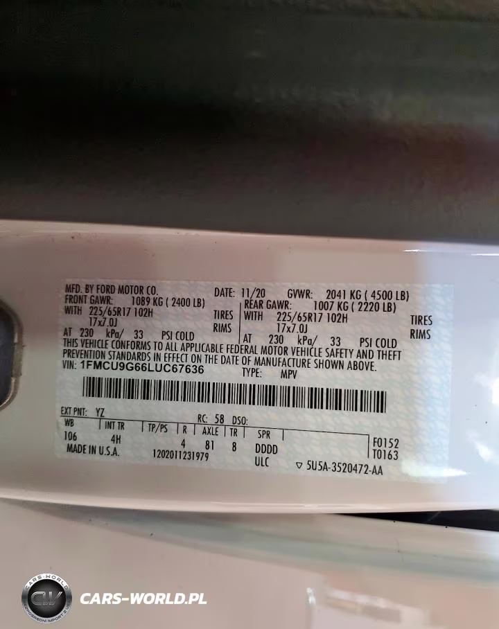 2020 Ford Escape Se VIN:1FMCU9G66LUC67636 - 13