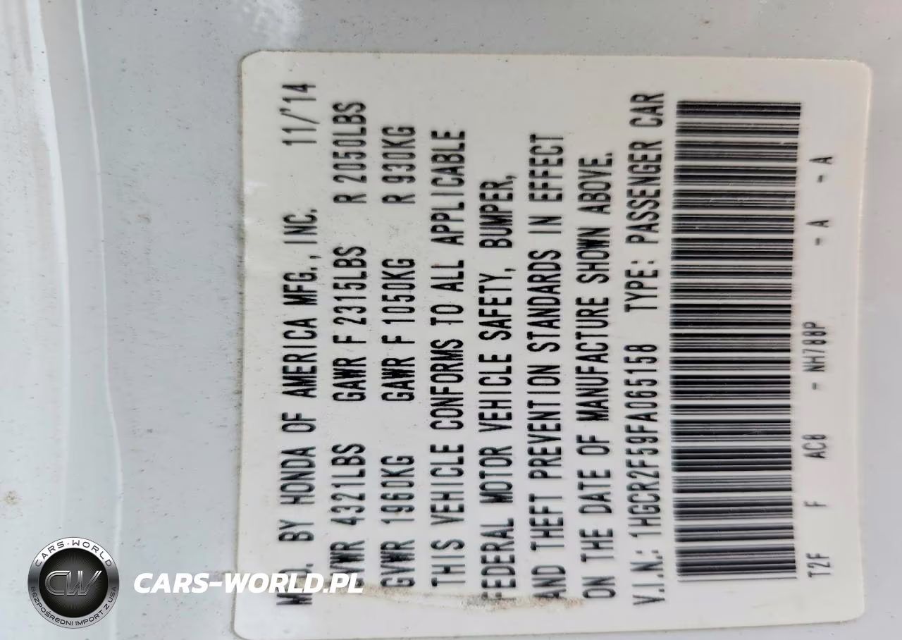2015 Honda Accord Sport VIN:1HGCR2F59FA065158 - 12