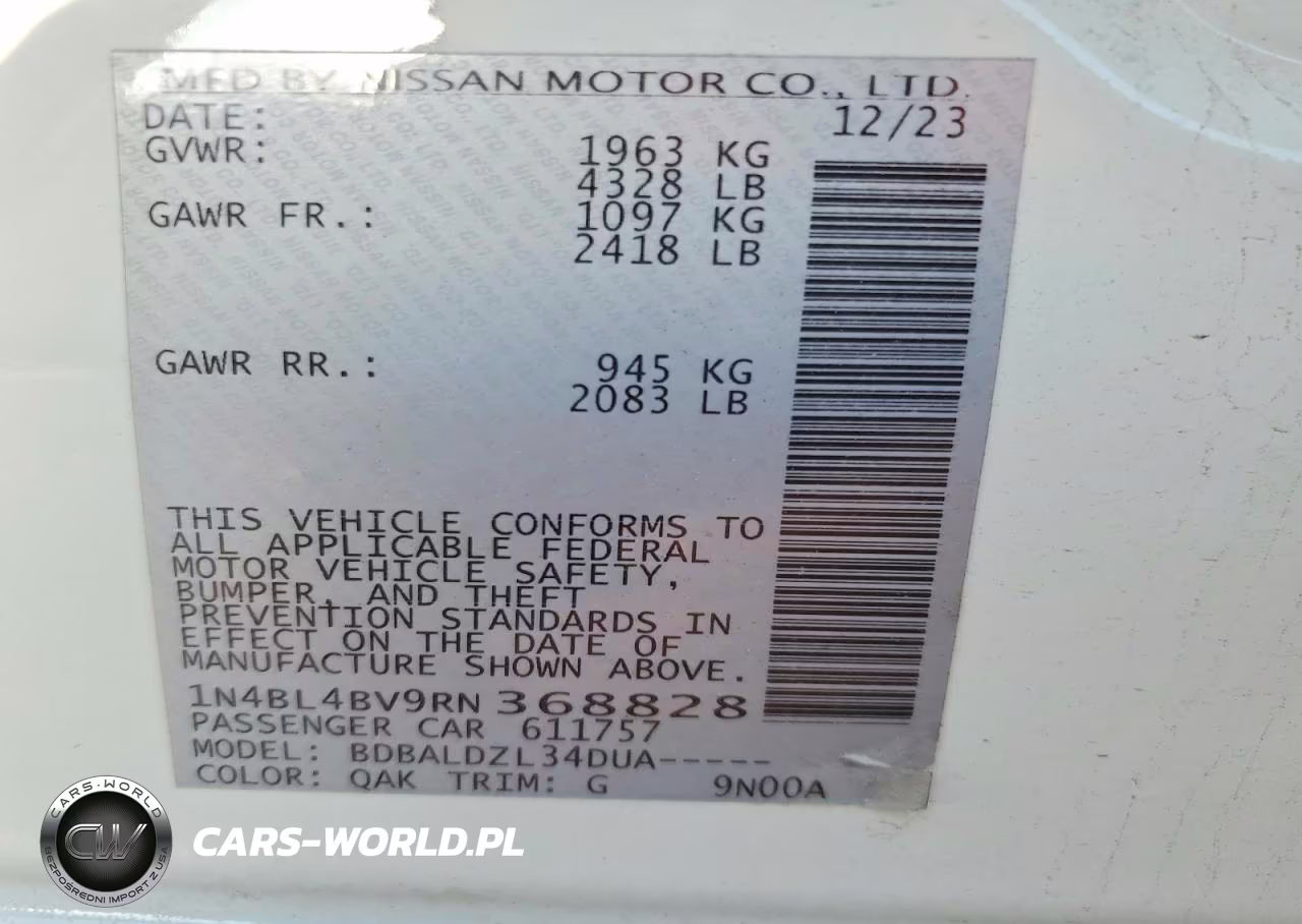 2024 Nissan Altima S VIN:1N4BL4BV9RN368828 - 13
