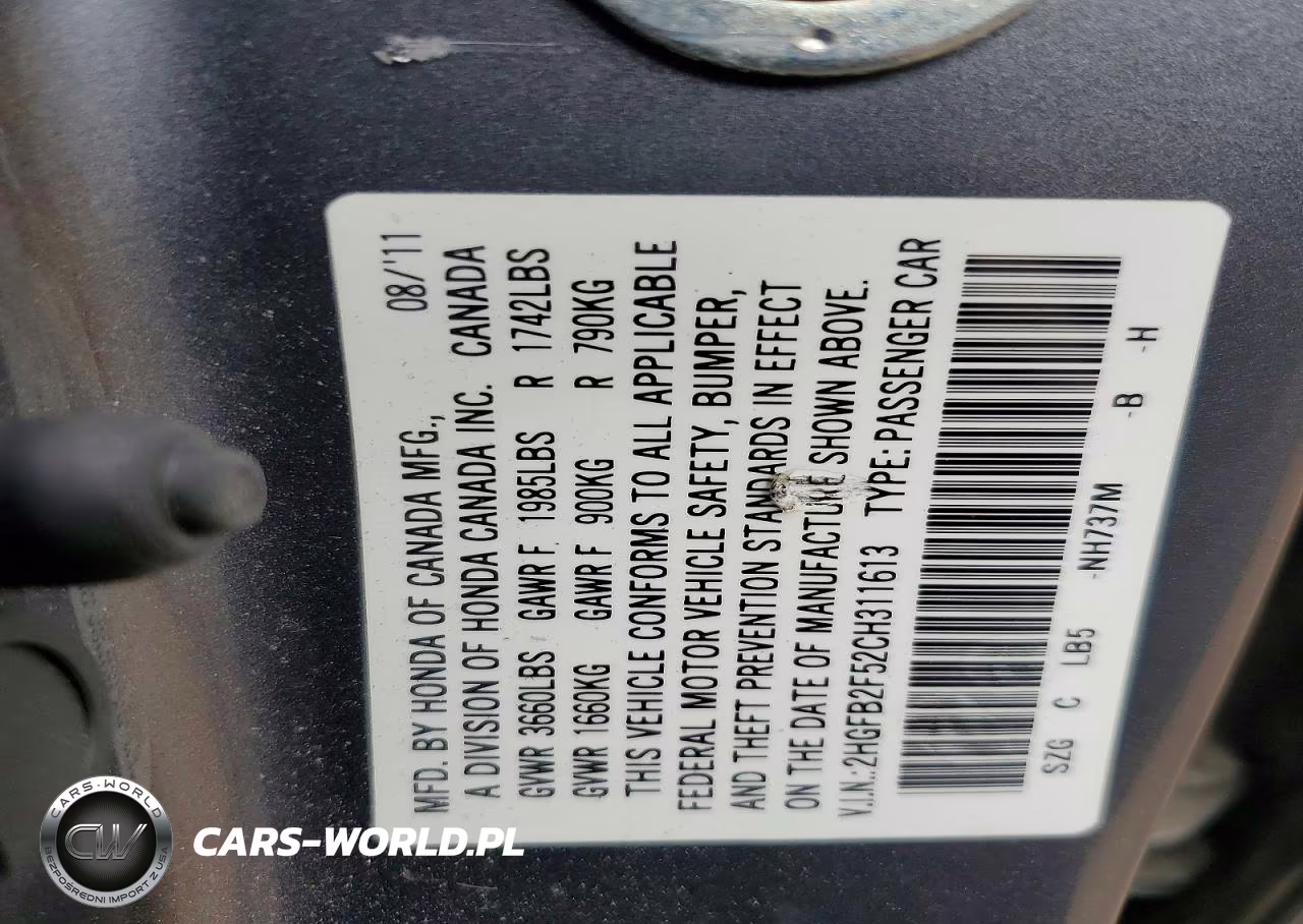 2012 Honda Civic Lx VIN:2HGFB2F52CH311613 - 12