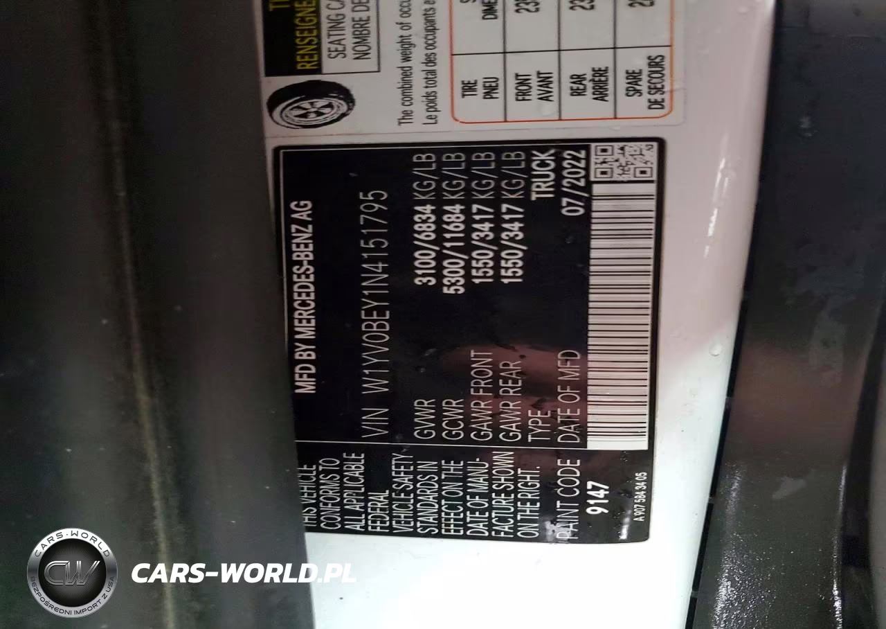 2022 Mercedes-Benz Metris VIN:W1YV0BEY1N4151795 - 12