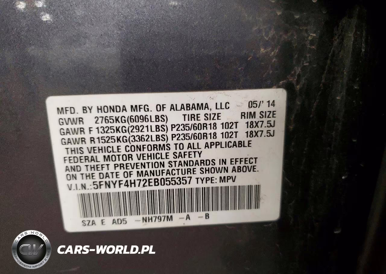 2014 Honda Pilot Exln VIN:5FNYF4H72EB055357 - 13