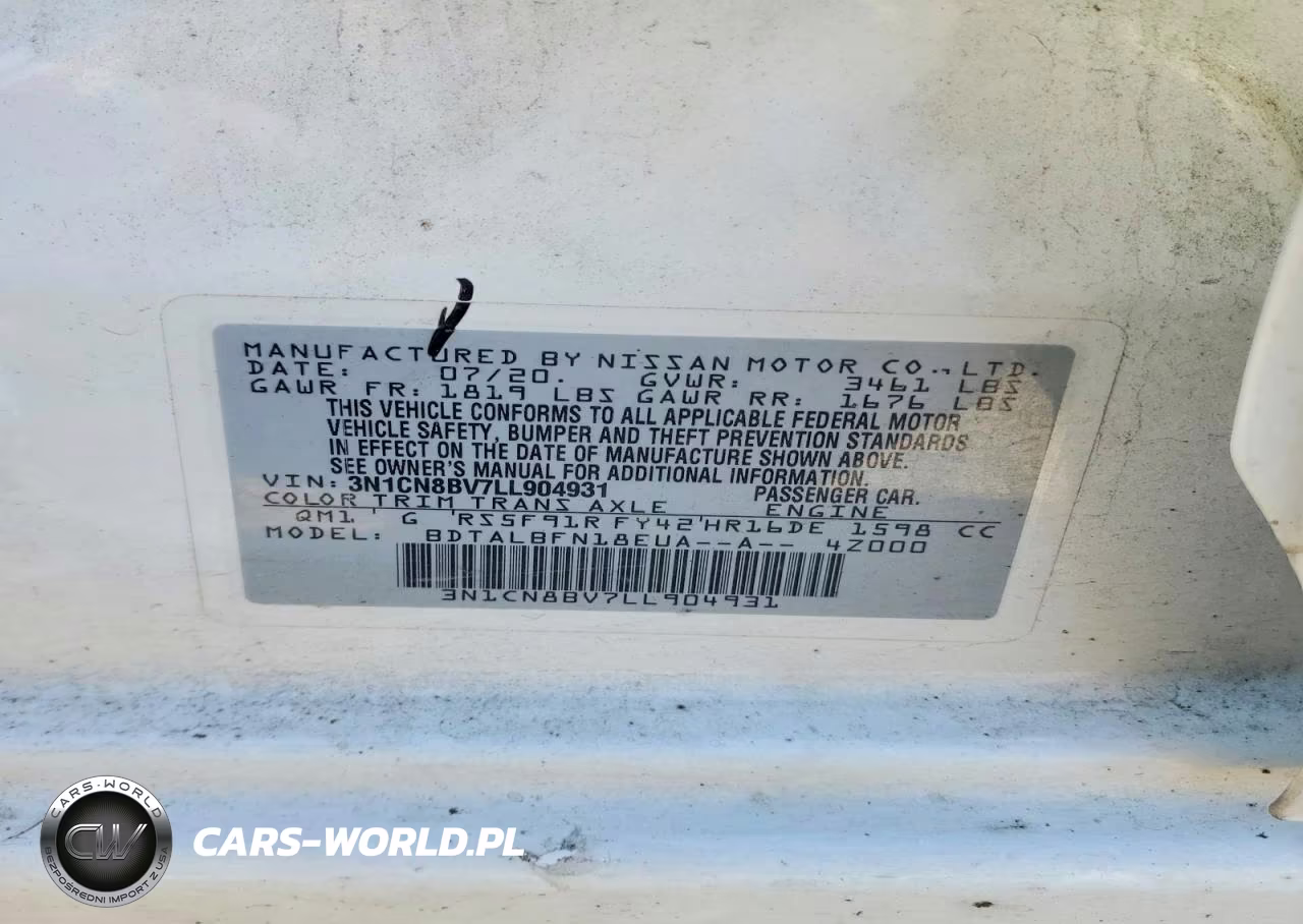 2020 Nissan Versa S VIN:3N1CN8BV7LL904931 - 12