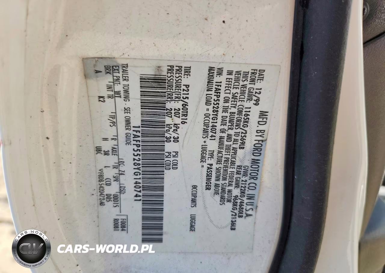 2000 Ford Taurus Ses VIN:1FAFP5528YG140741 - 12