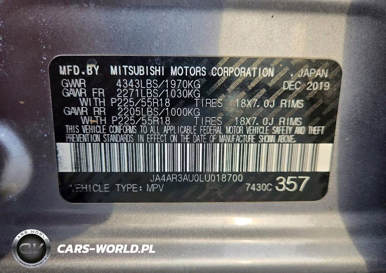 2020 Mitsubishi Outlander Sport Es VIN:JA4AR3AU0LU018700 - 12