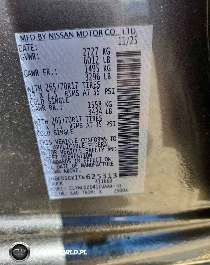 2026 Nissan Frontier Pro-4X VIN:1N6ED1EK1TN625313 - 12