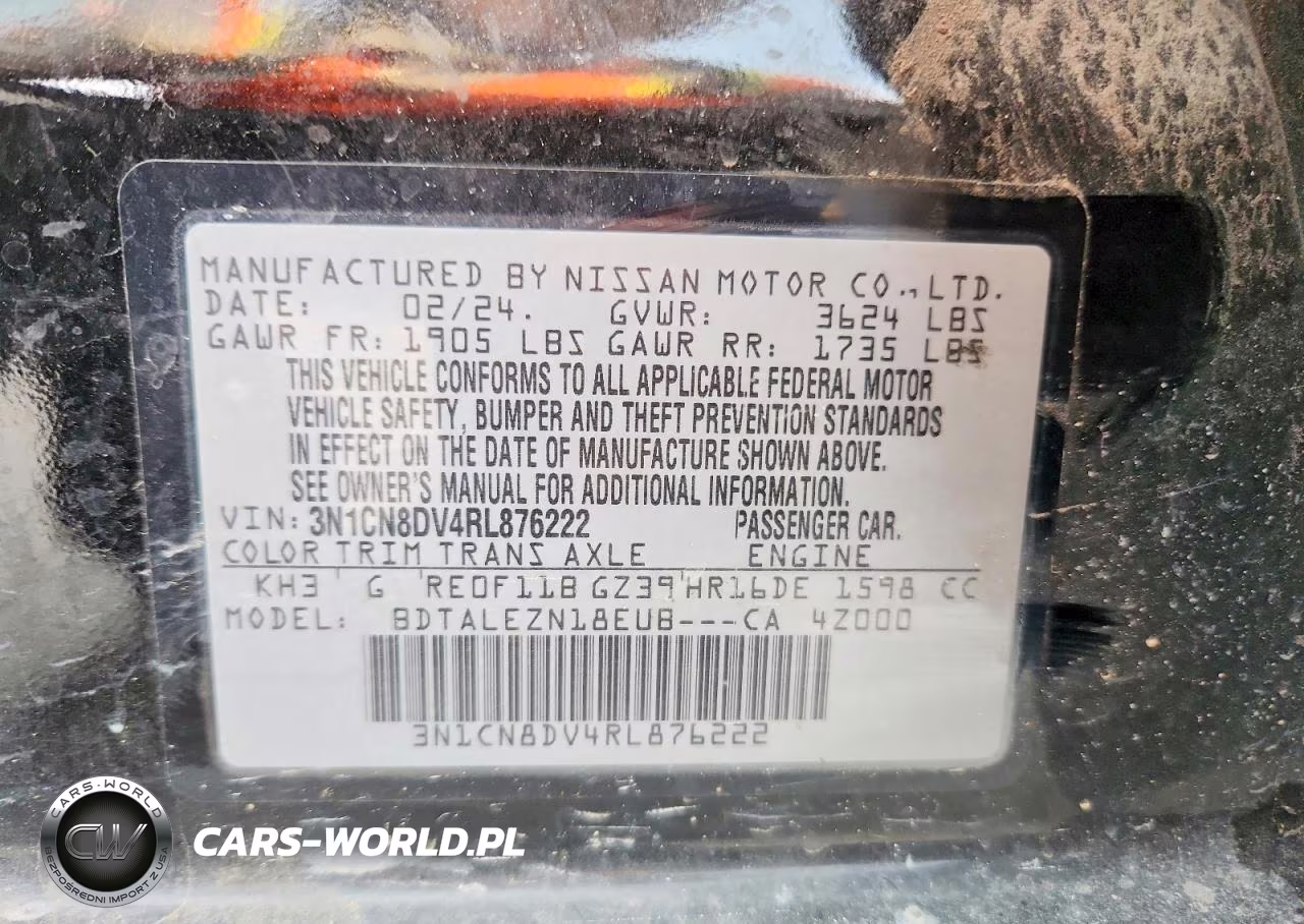 2024 Nissan Versa S VIN:3N1CN8DV4RL876222 - 12