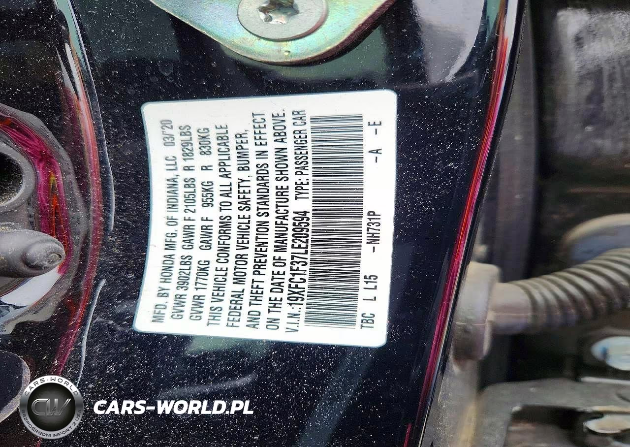 2020 Honda Civic Ex VIN:19XFC1F37LE209594 - 12