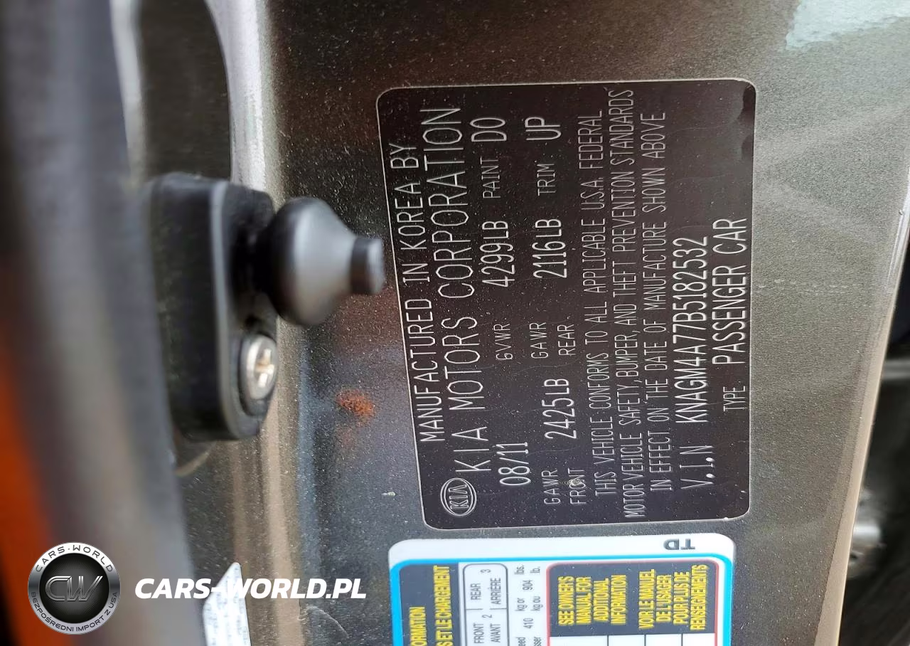 2011 Kia Optima Lx VIN:KNAGM4A77B5182532 - 12