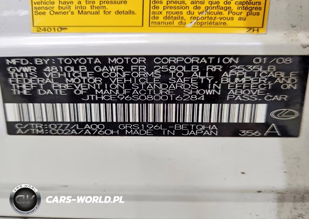 2008 Lexus Gs 350 VIN:JTHCE96S080016284 - 12