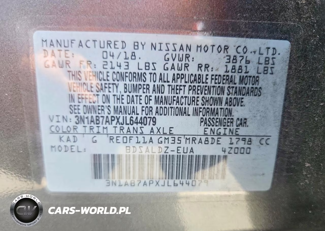 2018 Nissan Sentra Sv VIN:3N1AB7APXJL644079 - 12