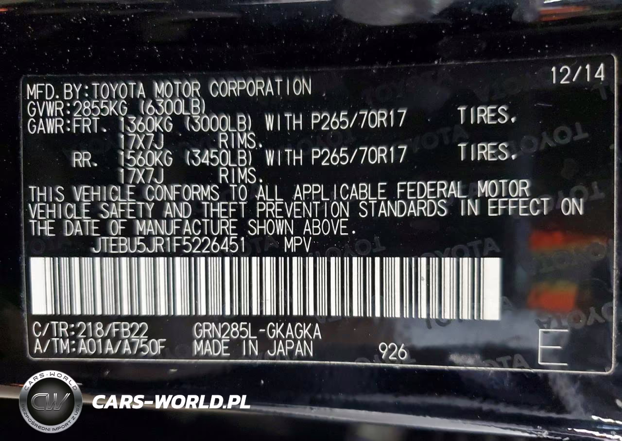 2015 Toyota 4Runner Sr5 VIN:JTEBU5JR1F5226451 - 13