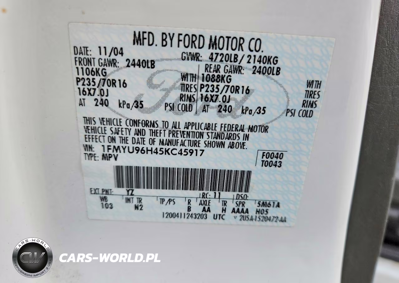2005 Ford Escape Hev VIN:1FMYU96H45KC45917 - 14