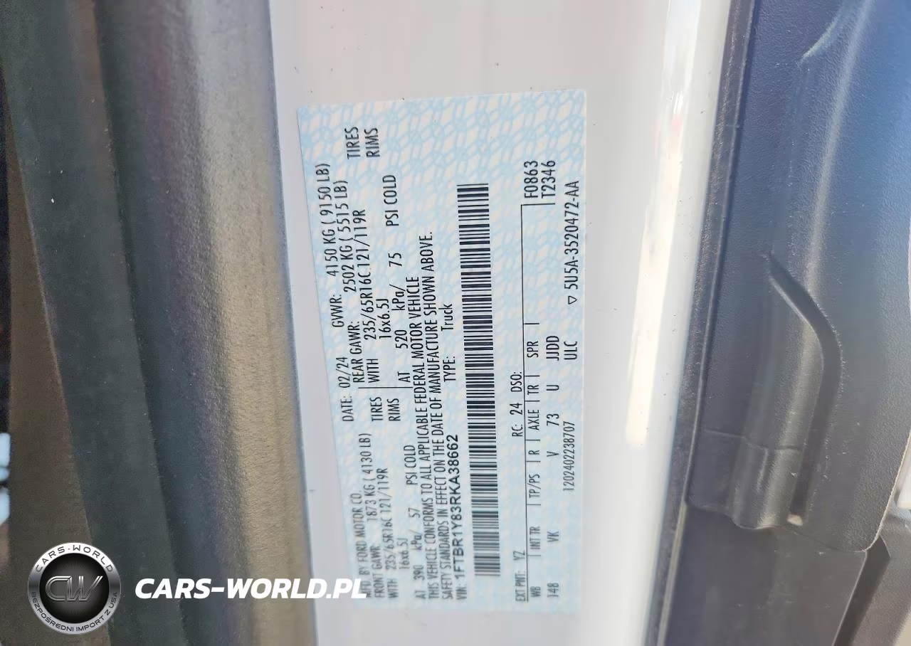 2024 Ford Transit T-250 VIN:1FTBR1Y83RKA38662 - 14