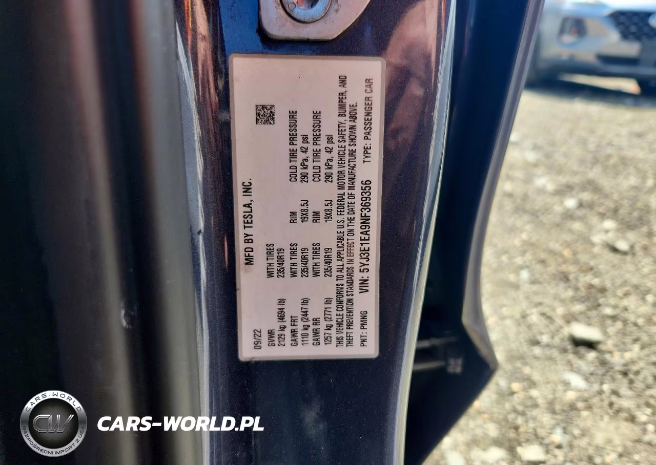 2022 Tesla Model 3 VIN:5YJ3E1EA9NF369356 - 12