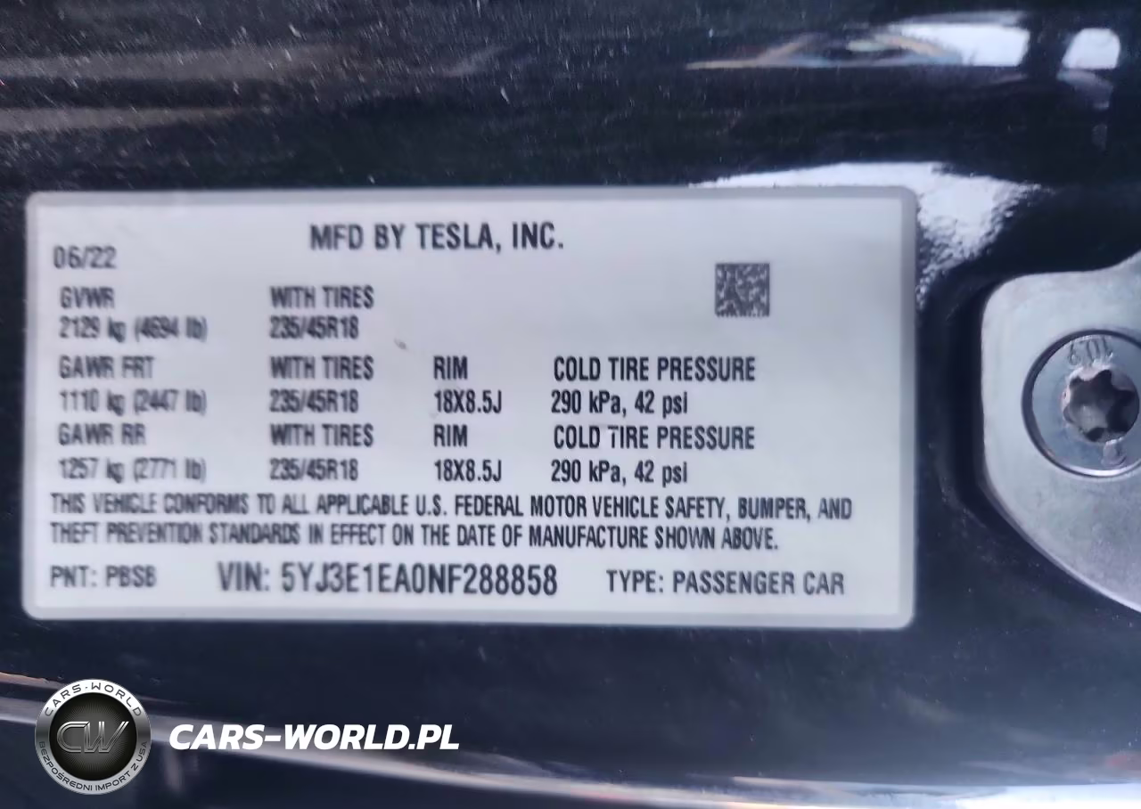 2022 Tesla Model 3 VIN:5YJ3E1EA0NF288858 - 12