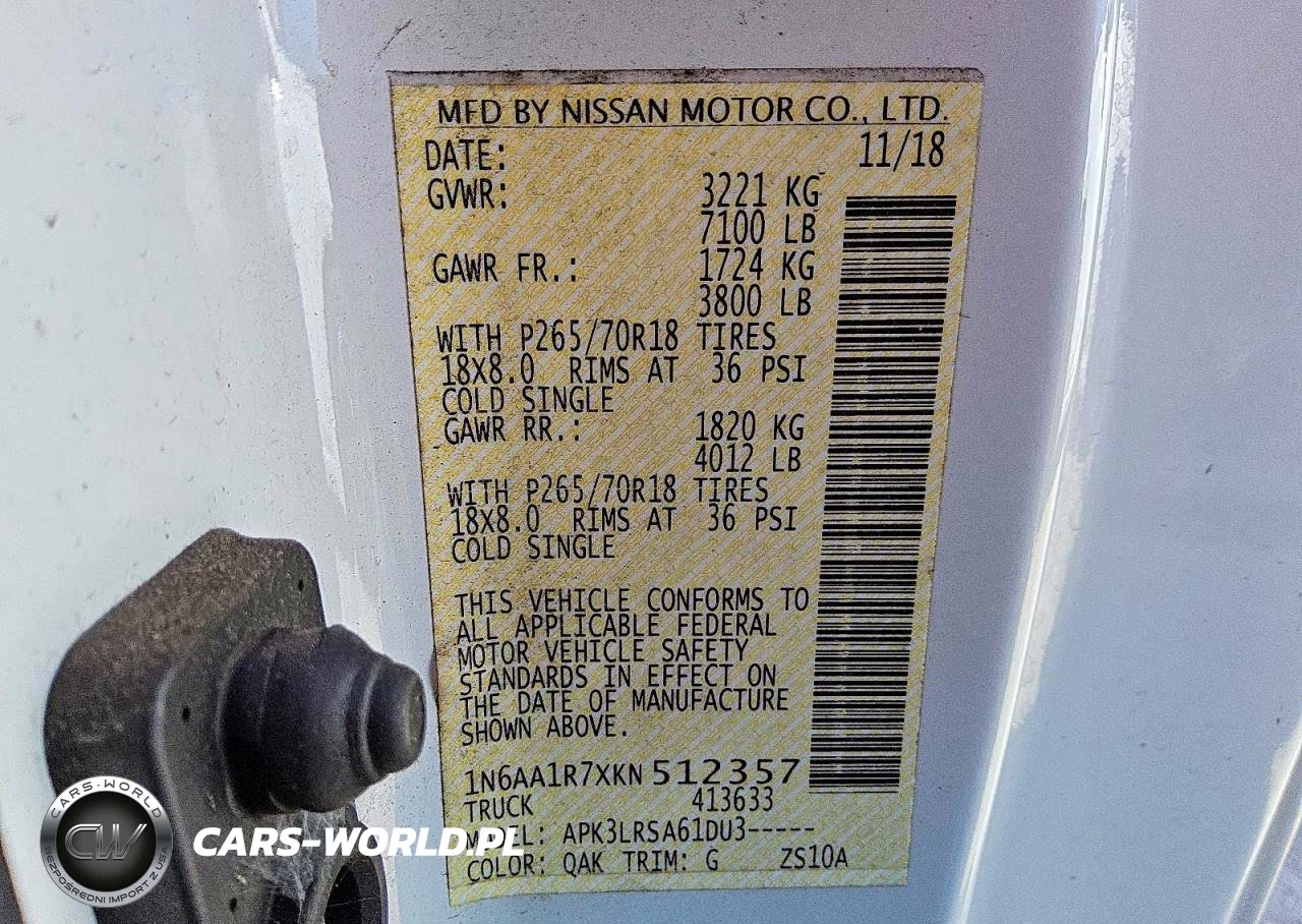2019 Nissan Titan S VIN:1N6AA1R7XKN512357 - 12