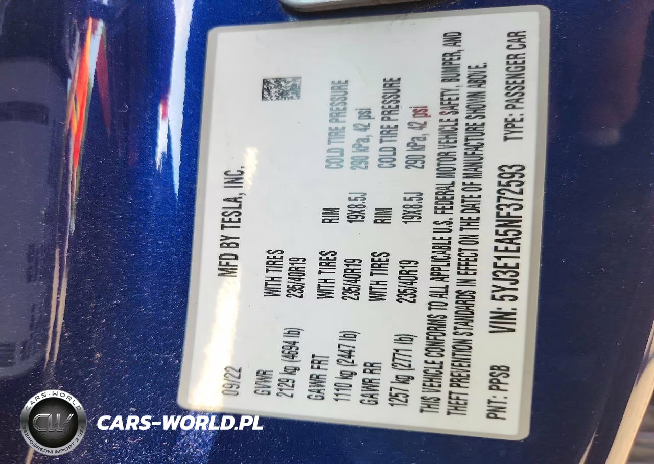 2022 Tesla Model 3 VIN:5YJ3E1EA5NF372593 - 12
