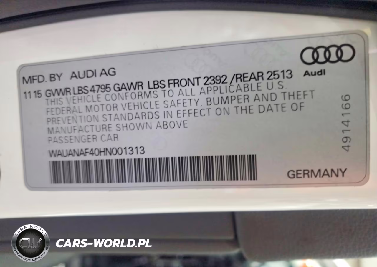 2017 Audi A4 Premium VIN:WAUANAF40HN001313 - 12