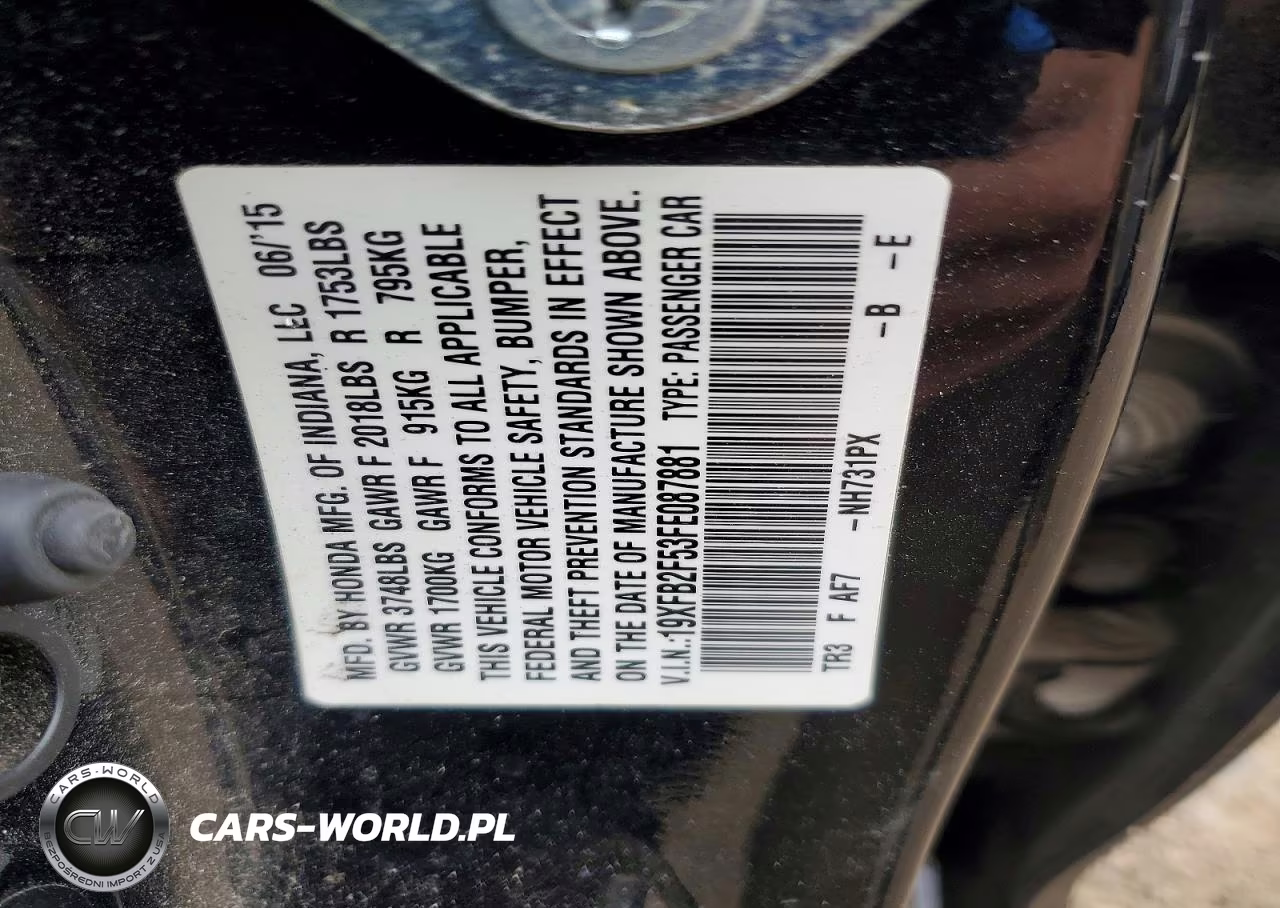 2015 Honda Civic Lx VIN:19XFB2F53FE087881 - 12