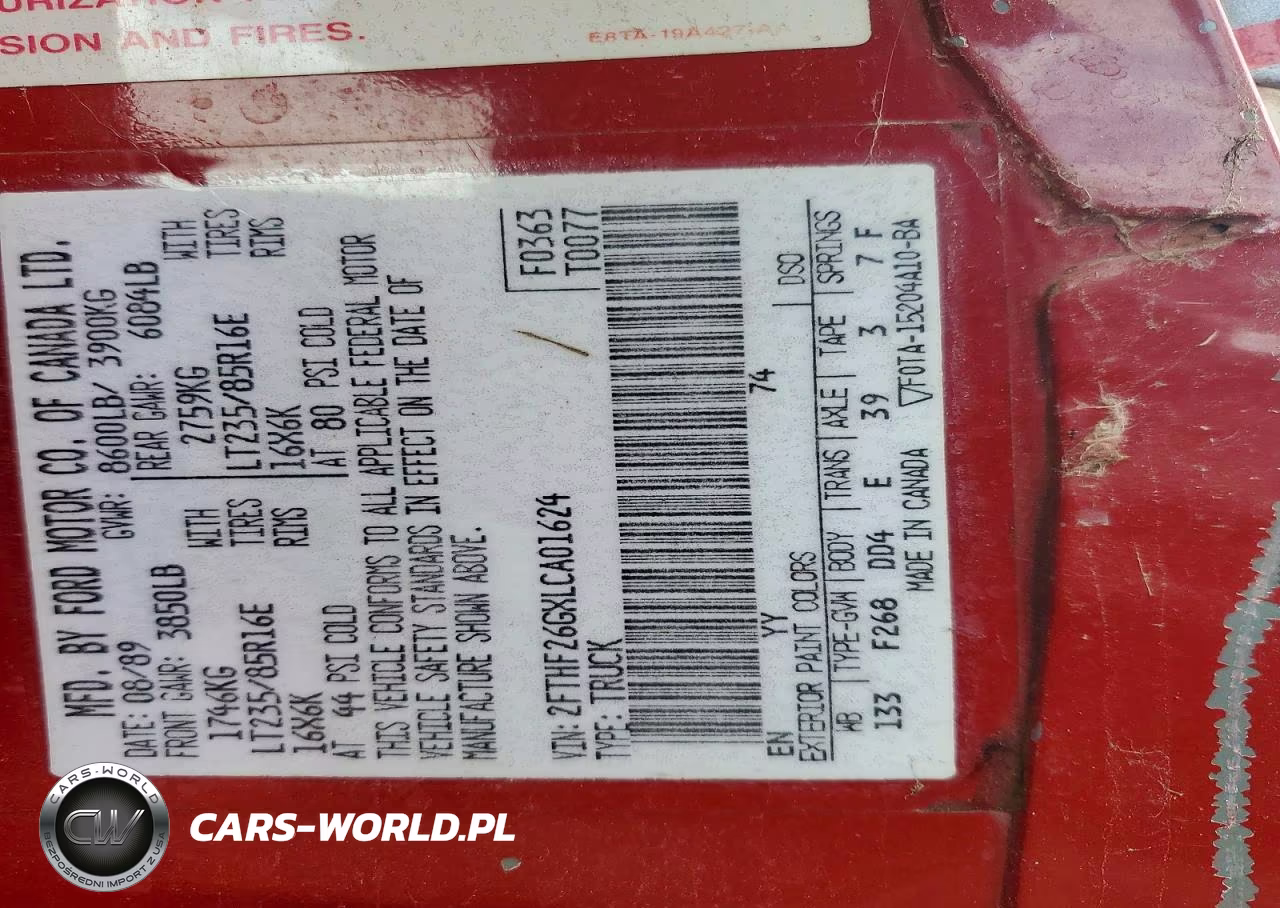1990 Ford F250 VIN:2FTHF26GXLCA01624 - 12