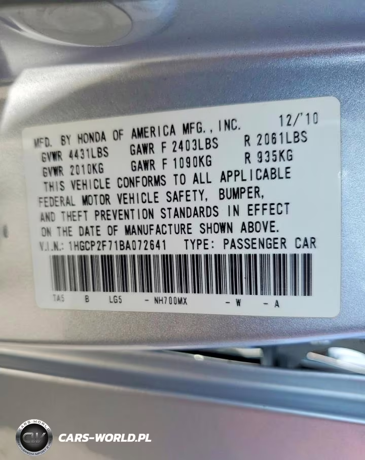 2011 Honda Accord Ex VIN:1HGCP2F71BA072641 - 13