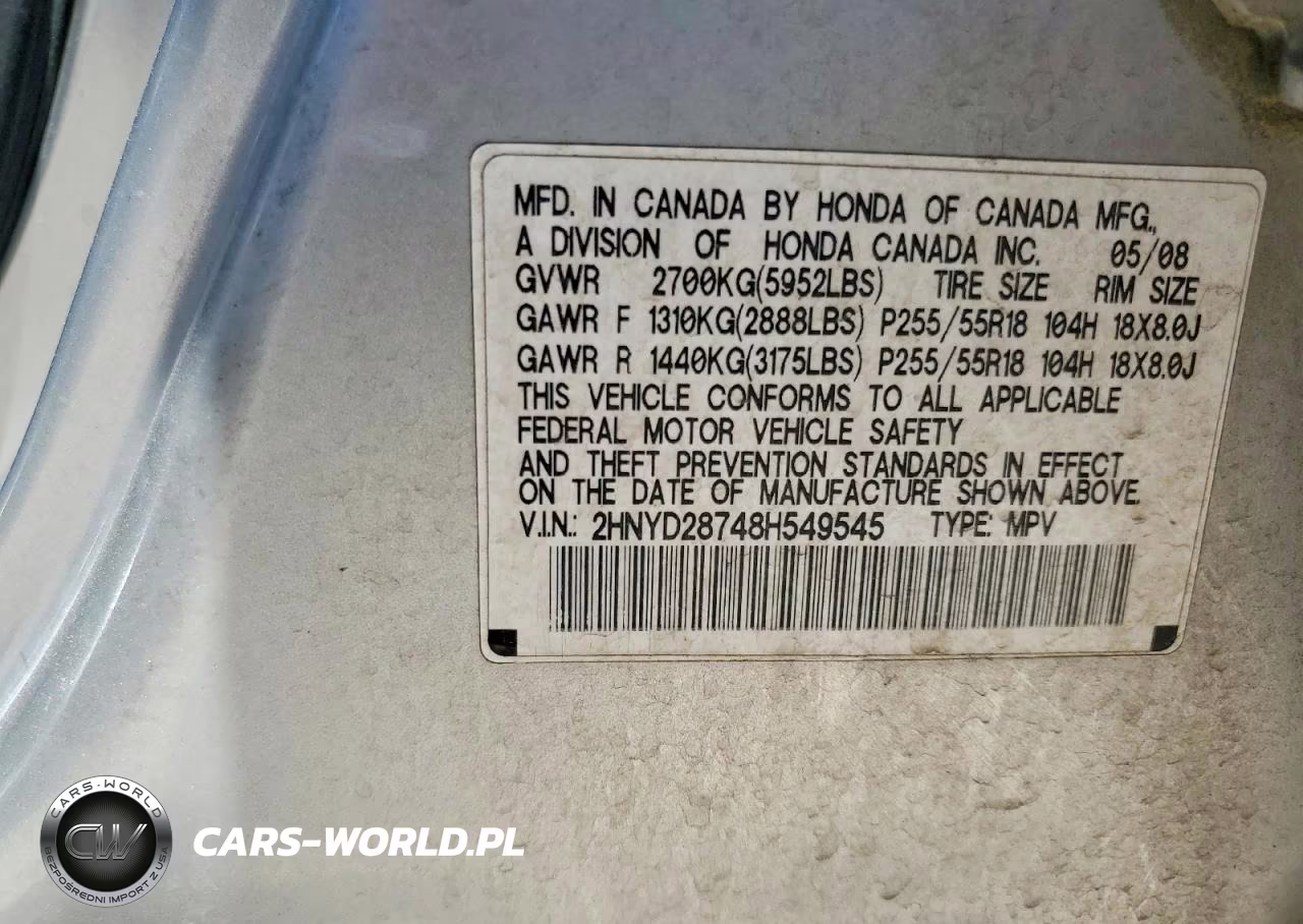 2008 Acura Mdx Sport VIN:2HNYD28748H549545 - 13