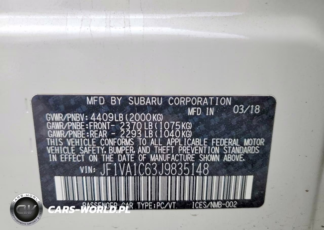 2018 Subaru Wrx Premium VIN:JF1VA1C63J9835148 - 13