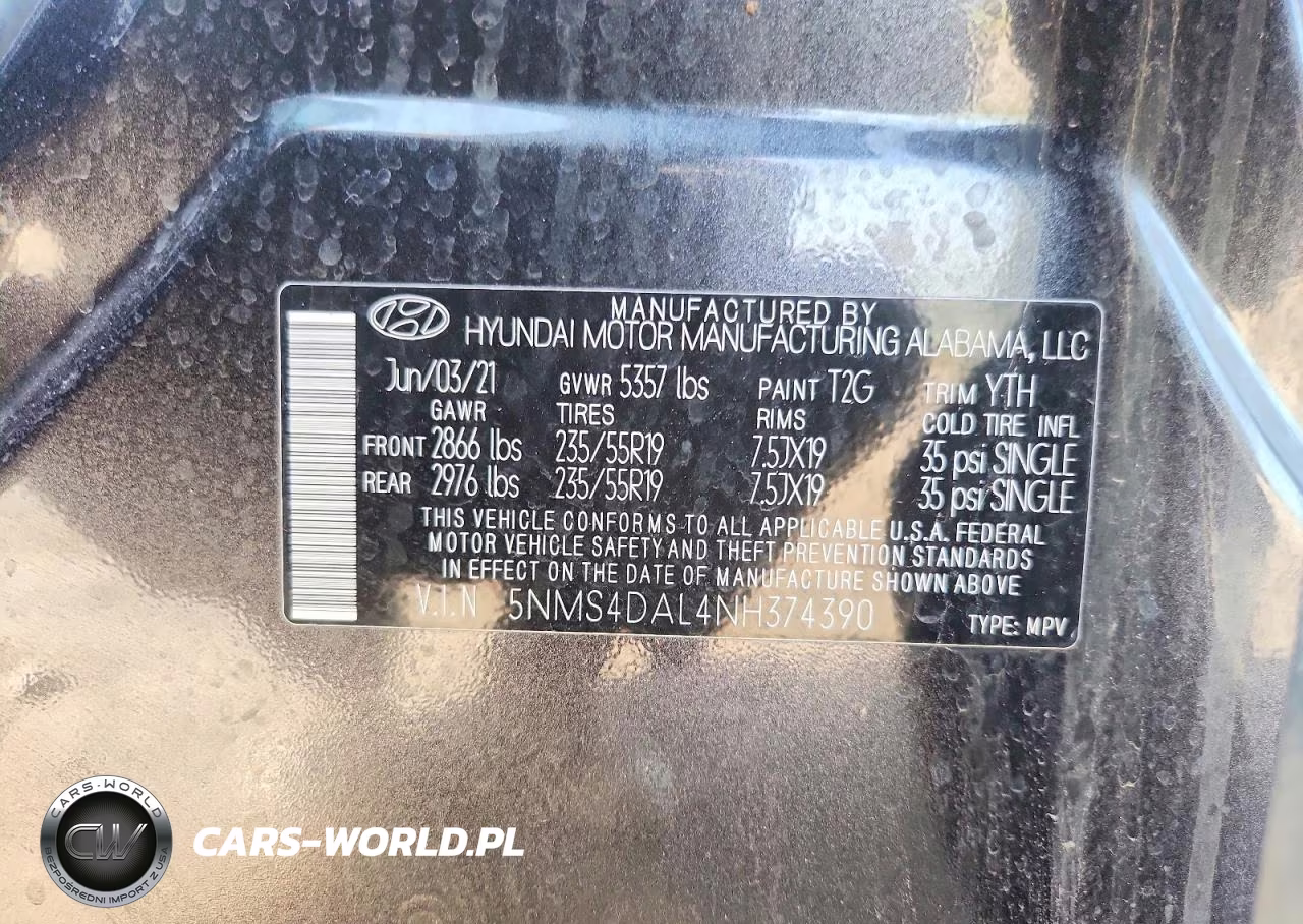 2022 Hyundai Santa Fe Limited VIN:5NMS4DAL4NH374390 - 13